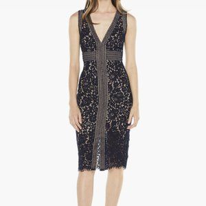 BARDOT Morgan Lace Sheath Cocktail Dress Navy Blue